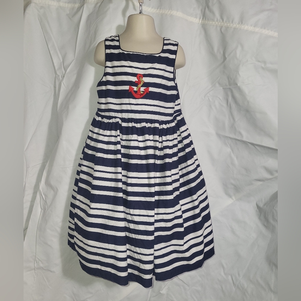 Nautical Sailor Striped Kids Dress Girls Size 6X